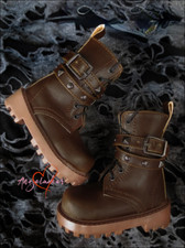 1/4 1/3 Uncle BJD Doll Shoes Military Short Boots Rivet 2 Buckles Brown DIKA DF