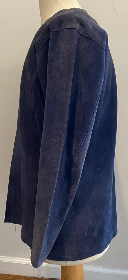 KENZO синий замшевый открытый передний блейзер/куртка SZ средний - Изображение 2 из 4