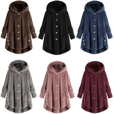Womens Hooded Fluffy Fur Teddy Bear Coat Fleece Jacket Hoodies Warm Tops Outwear