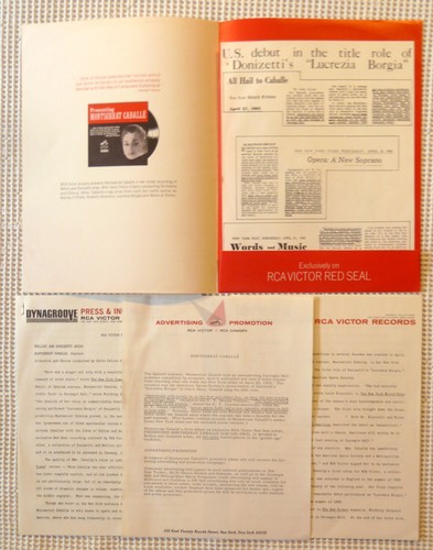 MONTSERRAT CABALLE Presenting Orig '66 RCA LP w/ Bio Press Kit Promo Photo EX - Picture 3 of 3