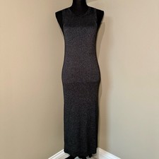 Banana Republic size Small Metallic Ribbed Knit Dress in black/silver sparkle