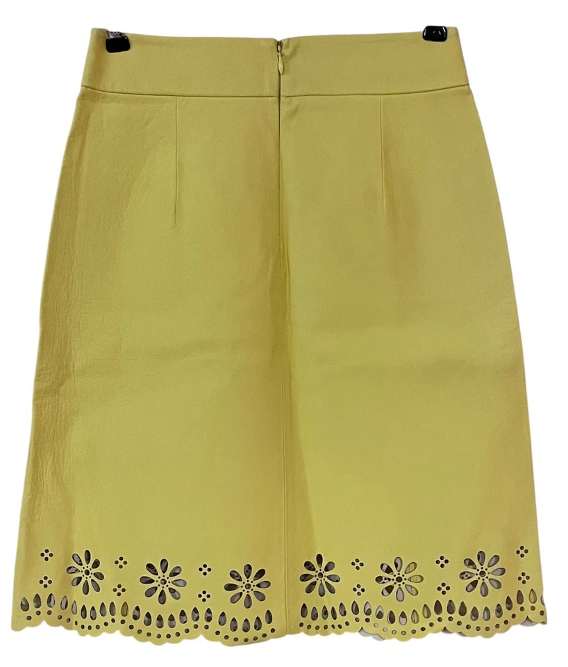 NUEVO CON ETIQUETAS Falda Kate Spade Madison Ave Carice Cuero Amarillo Mantequilla Floral Línea A 0 Foto 4 de 4