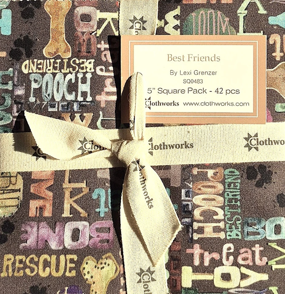 BEST FRIENDS Square Bundle from Clothworks - (42) 5" fabric set - #SQ0483 - Image 3 of 3