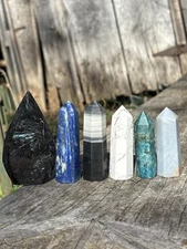 Bulk Crystal Towers Lot- Apatite, Lapis Lazuli, Angelite, Astrophyllite & More