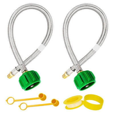 #ad #ad 2 Pack Steel Propane Hose Set for RVs with Clear Pressure Monitoring Gauge AU $36.08