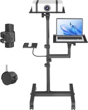 2 Shelves Mobile Projector Stand, Rolling Laptop Stand Adjustable Height to 4...