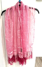 Cejon Accessories Womens 100% Silk Shawl Scarf PInk Sheer Stripes  from India