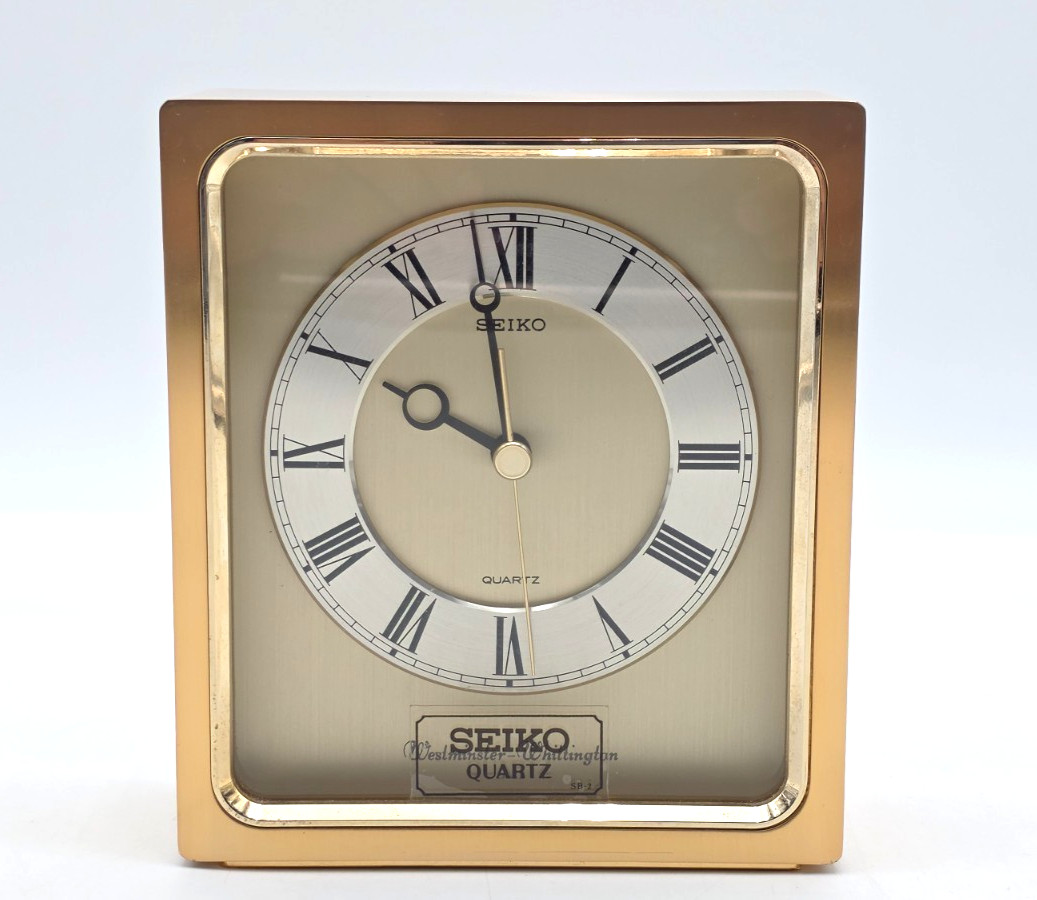 Seiko Quartz Westminster Whittington QQF150G Mantle Clock Brass Tone Chimes