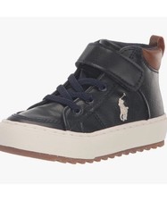 Polo Ralph Lauren Jaxson PS Boys Shoes Sz 6 sneakers Navy Cream Sneakers