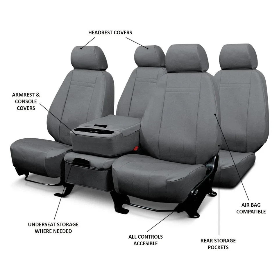 Fundas de asiento personalizadas negras y negras para Dodge Ram 1500 06-08 DuraPlus primera fila Foto 3 de 4