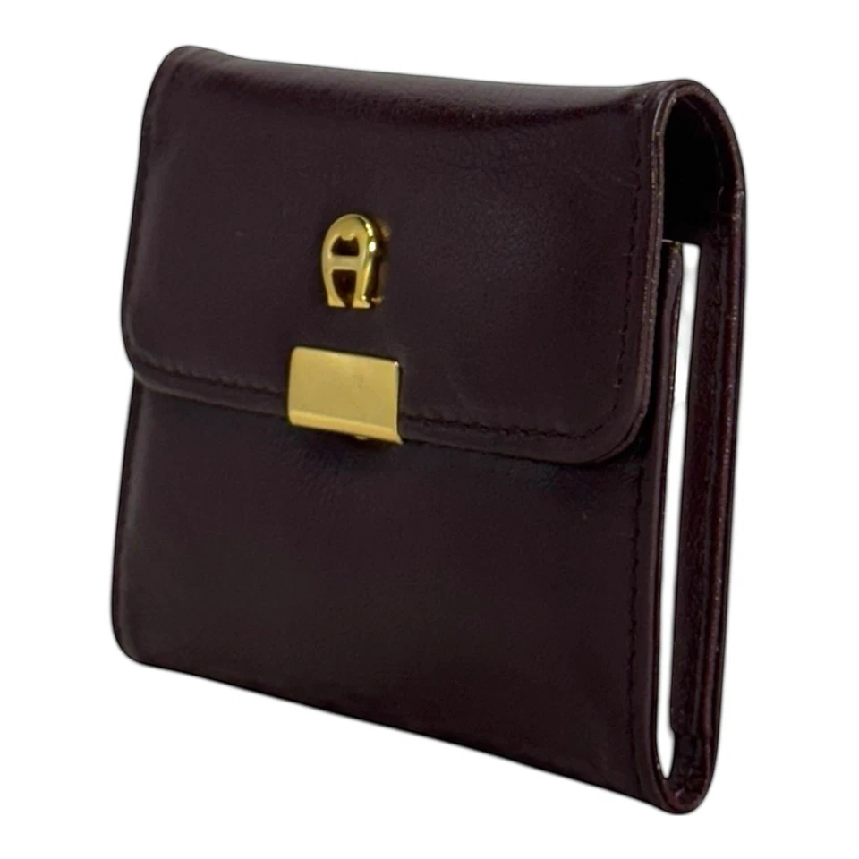 Mini libreta de direcciones de cuero ETIENNE AIGNER de colección años 80 90 billetera compacta triple Foto 4 de 4