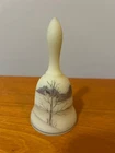vintage Fenton Art Glass hand-painted "Winter Chapel" bell in custard satin glas