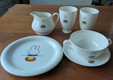Miffy Ceramic Dinnerware Set 5 Pieces Plates Cups Creamer Used