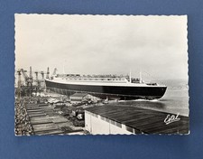 French Line - SS FRANCE (1962) -RPPC of Launch, May 11, 1960