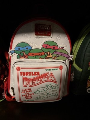 Loungefly TMNT Turtles Pizza Mini Backpack Faux Leather Zip Graphic Print