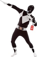 Adult Black Power Ranger Morphsuit Mens Superhero Costume Skin Suit M - XXL