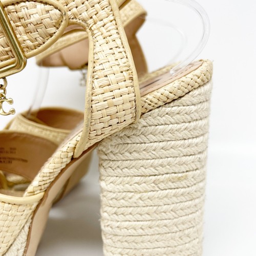 Coach Womens Nelly Raffia Ankle Strap Espadrille Platform High Heel Sandals 10 B - Picture 12 of 15