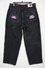 Digits 238 Baggy Jeans Size 32x32 (33x32) Black Embroidered M ((JNCO Style))