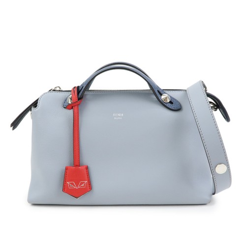 FENDI By The Way Leather Medium 2Way Bag Shoulder Bag Blue 8BL124 Auth Used F/S