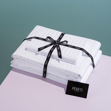 Pereti Italian King Sheet Set, 100 Cotton Sheets, Long Staple Satin Sheets S...