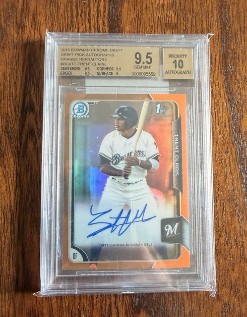 2015 Bowman chrome draft 1stAuto Orange Refractor Trent Grisham /25 BGS Gem Mint