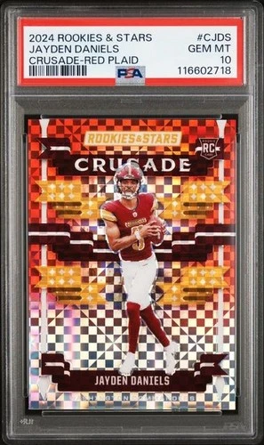 2024 Panini Rookies & Stars Crusade #C-JDS Jayden Daniels - Red Plaid RC PSA 10