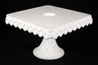 1960s Vintage INDIANA Colony Monterey SQUARE CAKE STAND Milk Glass Rum Well