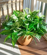 Artificial Greenery Plants Fake Plastic Leaves with Stems UV Resistant Large