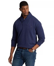 Polo Ralph Lauren Mens Jersey Shawl Collar Pullover in Navy Htr Sz 3LT