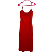 ASTR The Label Mariela Dress Size Medium Slip Midi NEW Red Orange Satin NWOT