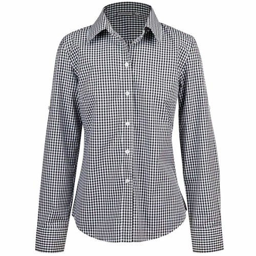 Ladies Gingham Checkered Shirt | Womens Plain Polycotton Long Sleeve Shirts - Picture 4 of 9