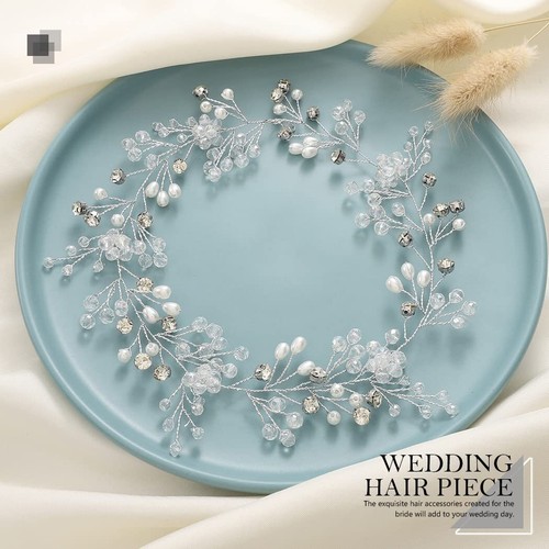 Crystal Bride Wedding Hair Vine Silver Rhinestone Headpiece Pearl Bridal Hair... - Picture 2 of 7