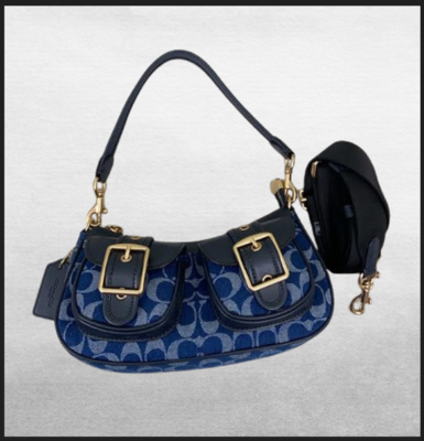 COACH CQ184 Ashton Baguette In Signature Denim Blue