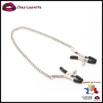 CHEZ-LAURETTE Pinces à Seins Réglables avec Chaîne – Bijou de Tétons SM Soft & Érotique