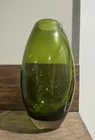 Vintage Large Green Midcentury Murano Art Glass Vase 10" - Heavy