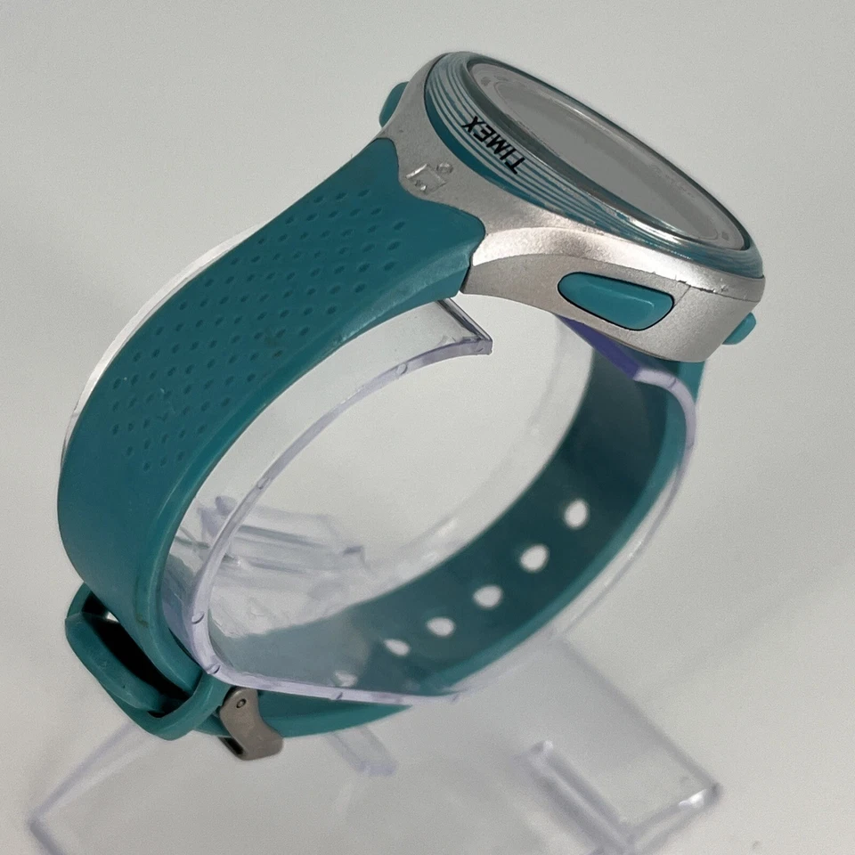 Reloj Timex Triatlón Ironman Reloj 30 Vueltas Azul Teal Gris Banda de Resina BATERÍA NUEVA Foto 4 de 4