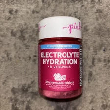 Pink, electrolyte hydration plus B vitamins, 30 chewable tablets, Exp 10/31/26