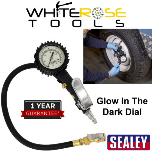 Connecteur à clip gonfleur pneu Sealey brillant dans l'obscurité cadran jauge pompe de conduite d'air - Photo 1 sur 8