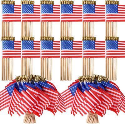 Batiyeer 1000 Pcs Small American Flags on Stick 4 x 6 Inch as picture shown 