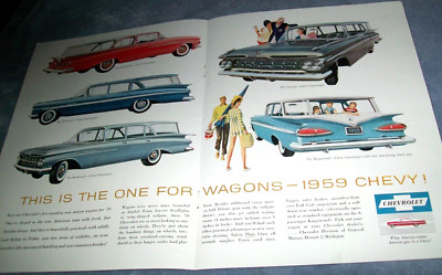 1959 Chevy 2dr Brookville 4dr Nomad Station Wagon mid-size-mag centerfold car ad
