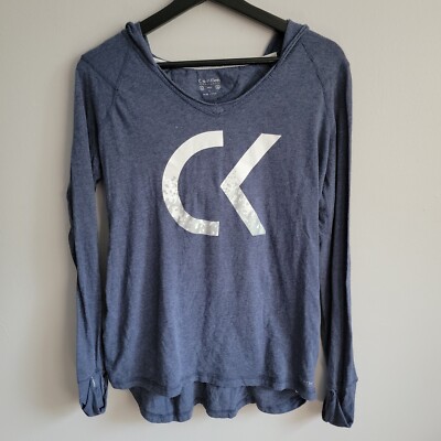 Calvin Klein Performance Dry Womens Large Lightweight Blue Hooded Sweatshirt