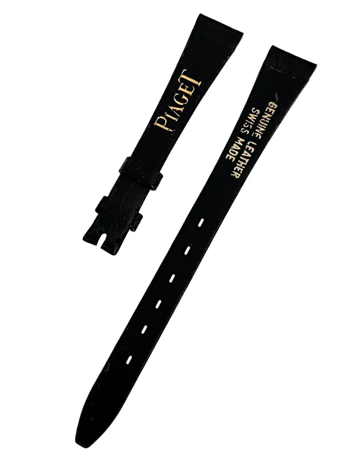 Correa de reloj Piaget vintage hecha en Suiza cuero genuino 12 mm negra Foto 3 de 4