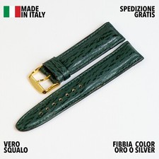 CINTURINO OROLOGIO ARTIGIANALE MADE IN ITALY VERA PELLE VERO SQUALO 21MM VERDE