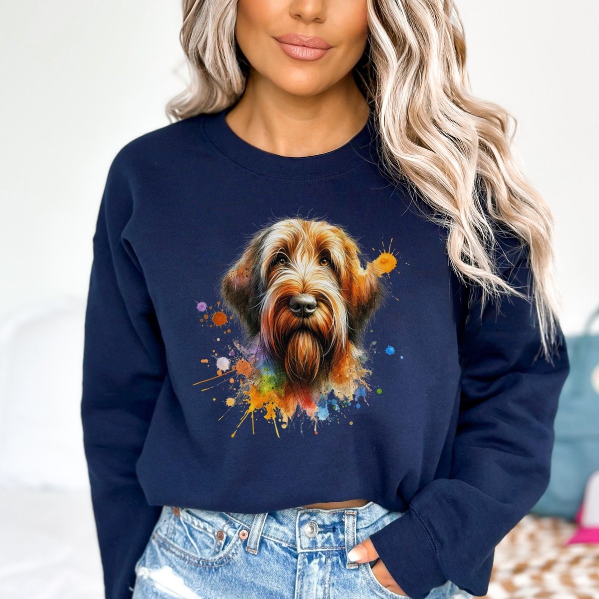 Spinone Italiano dog Color Splash Unisex Sweatshirt Black Navy