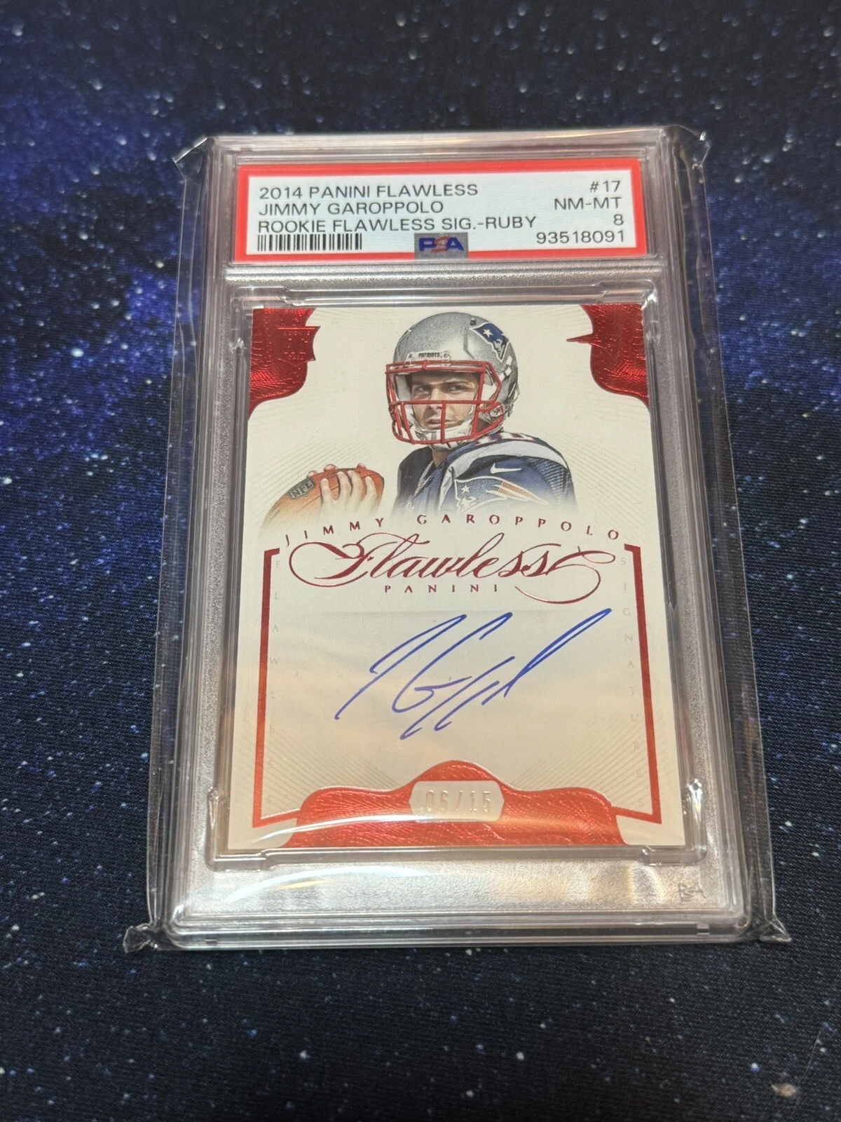 Jimmy Garoppolo Panini Flawless Rookie Flawless Signature #17 Ruby