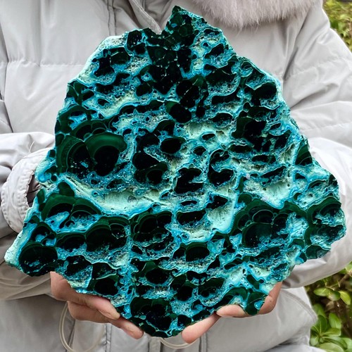 2.68LB Rare Natural silica malachite slice quartz crystal luster mineral specime - 第 5/12 張圖片