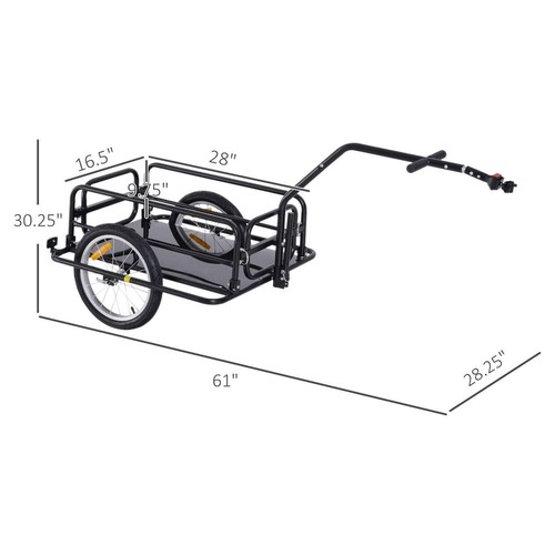Carro remolque de carga plegable para bicicletas con enganche de poste de asiento - negro hasta 88 libras - Imagen 5 de 12