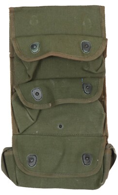 Authentic French Army 3 Pocket Grenade Pouch M51 Canvas Green