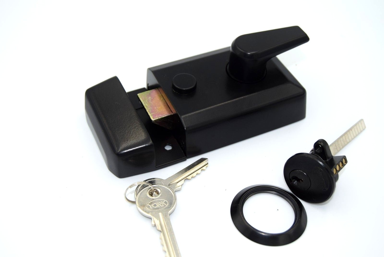 Black Night latch with black cylinder York by Heritage Brass NL3060