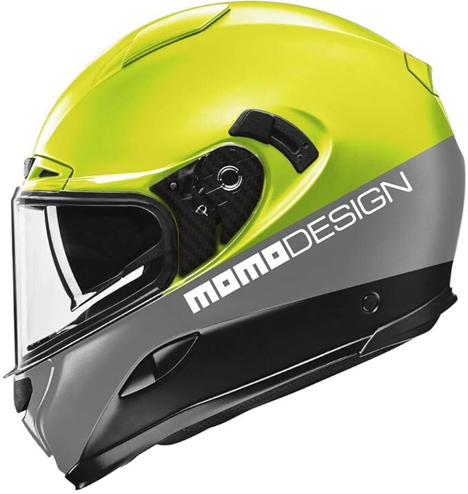 Casco de motocicleta cara completa de fibra de carbono Momo Design Hornet amarillo fluo TALLA XS